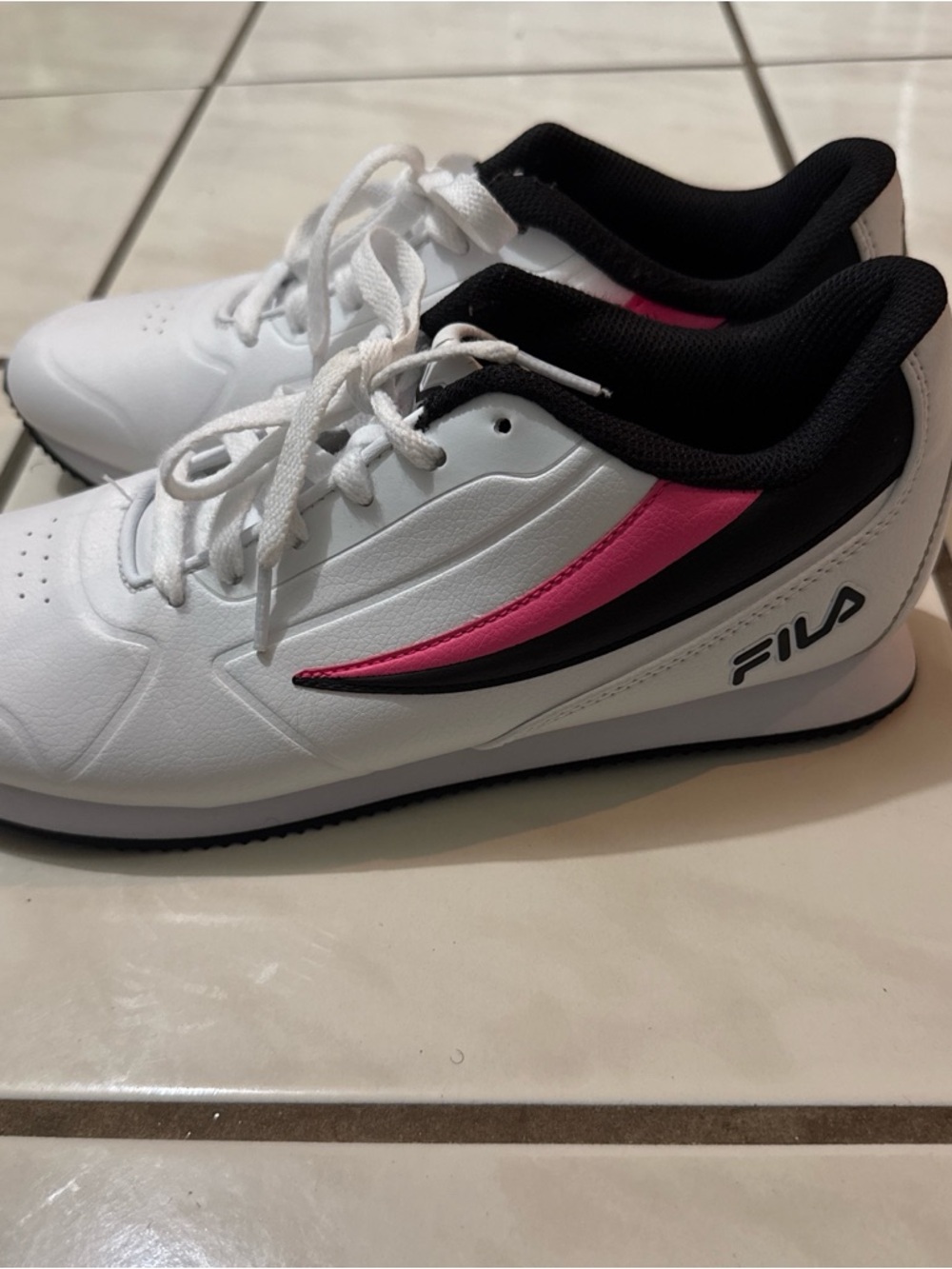 Fila White Athletic Sneakers with Pink Accents - Picture 2 of 6